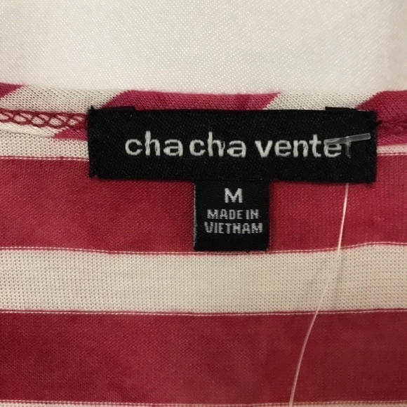 Chacha Vente NWT Women’s Top Long Tee Red white Tie dye Bleached look Size M - Picture 7 of 11